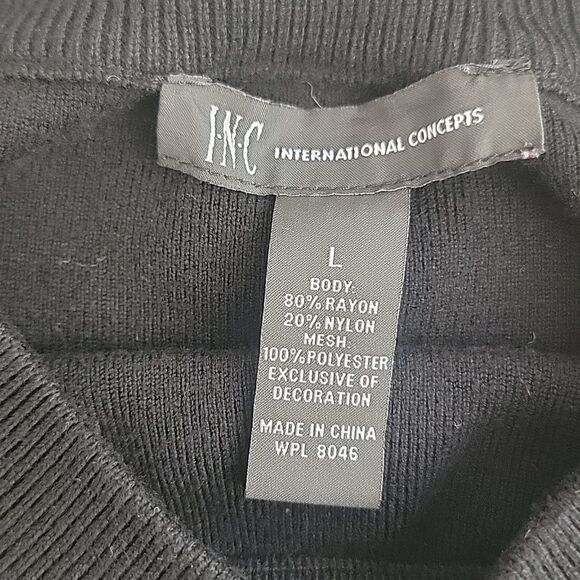 I-N-C pullover sweater black with tulle ruffle sleeves  Size L ( runs small) - Picture 8 of 10